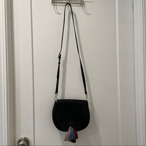 ⭐️ Rebecca Minkoff Sofia Multicolor Tassel Rainbow Black Leather Crossbody Bag - Picture 6 of 16